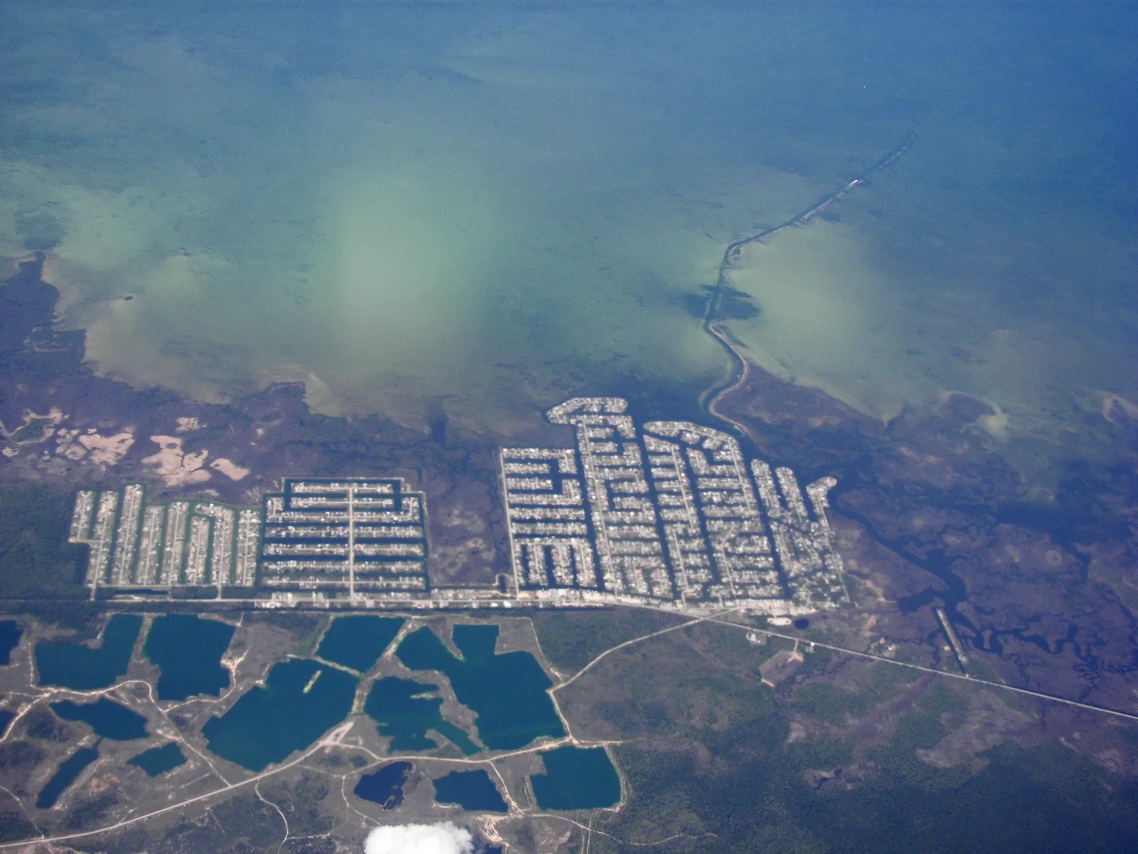 Aerial view of Hernando Beach and Gulf flats about 15 minutes from Heritage Pines in Hudson Florida