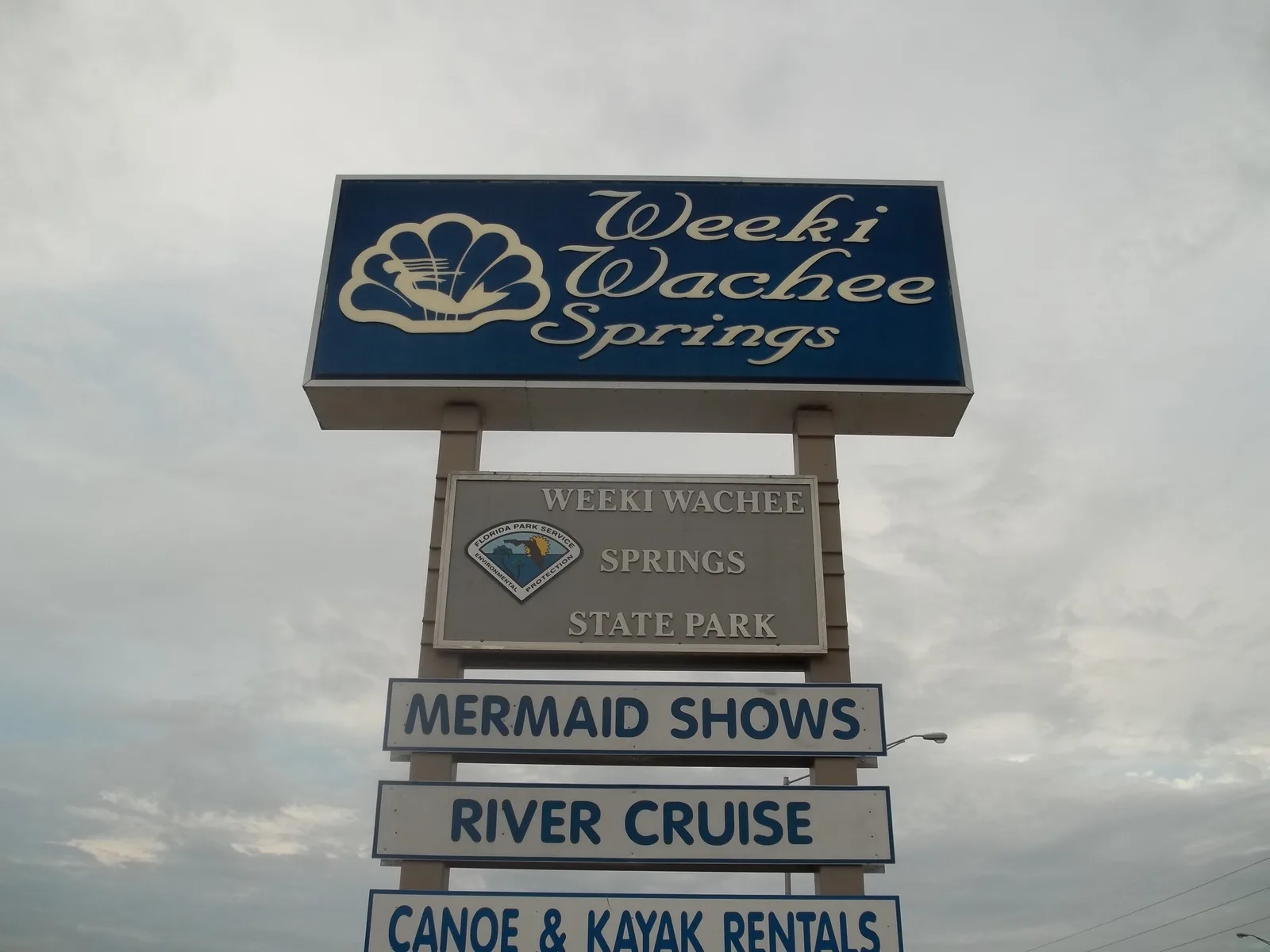 Entrance sign at Weeki Wachee Springs State Park near Wellington at Seven Hills Spring Hill Florida